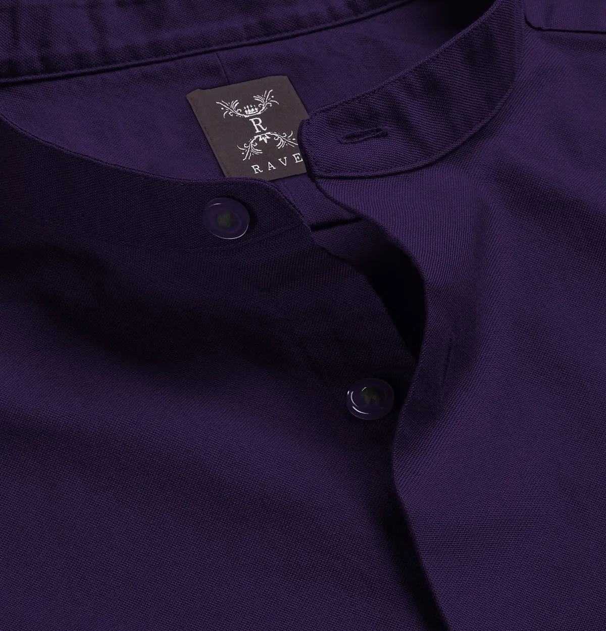 Wrinkle-Resistant - Band Collar - Long Sleeve - Deep Purple sold by Airthreads product image thumbnail 2