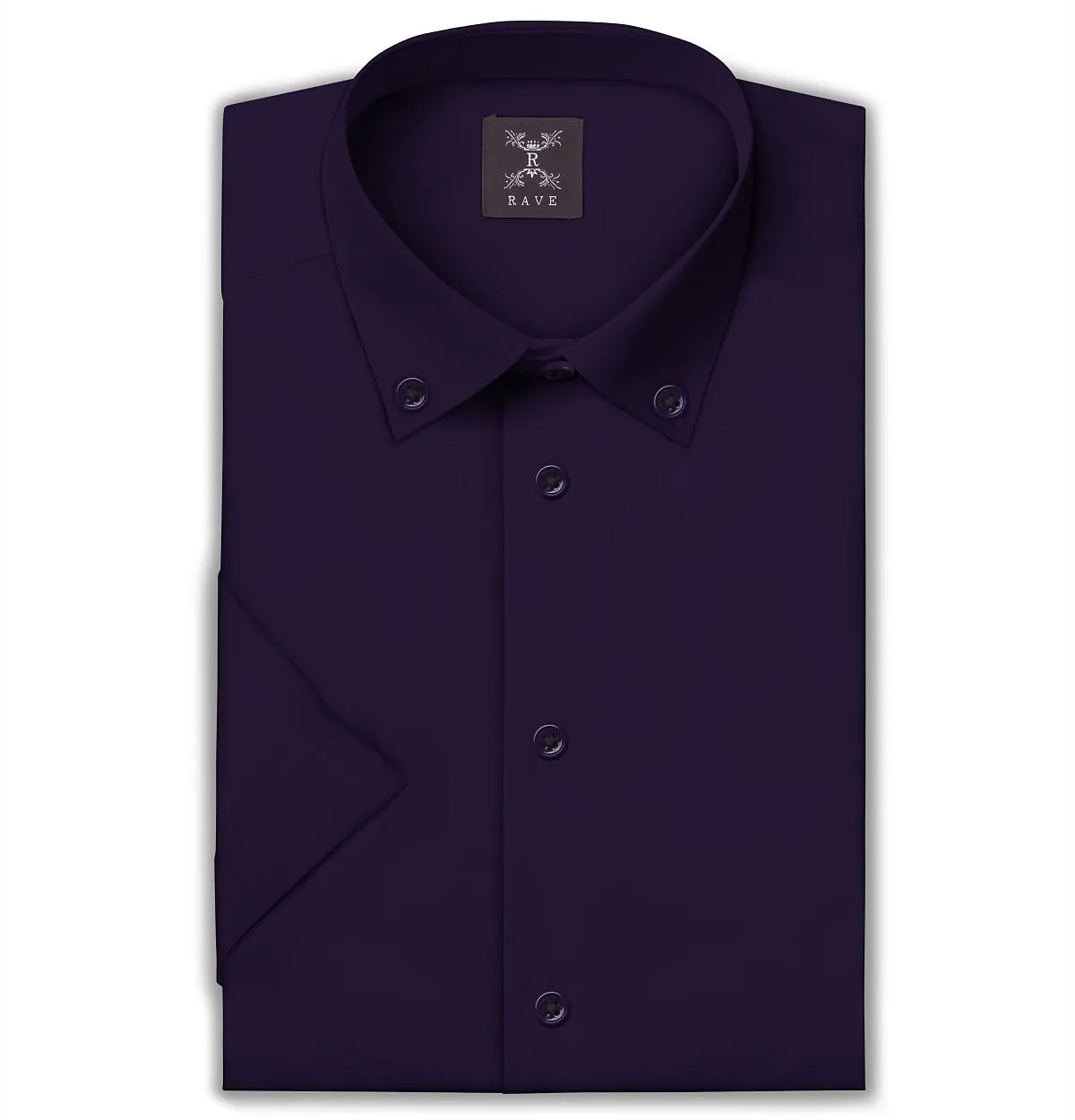 Wrinkle-Resistant - Button-Down Collar - Short Sleeve - Deep Purple sold by Airthreads