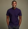 Wrinkle-Resistant - Button-Down Collar - Short Sleeve - Deep Purple sold by Airthreads