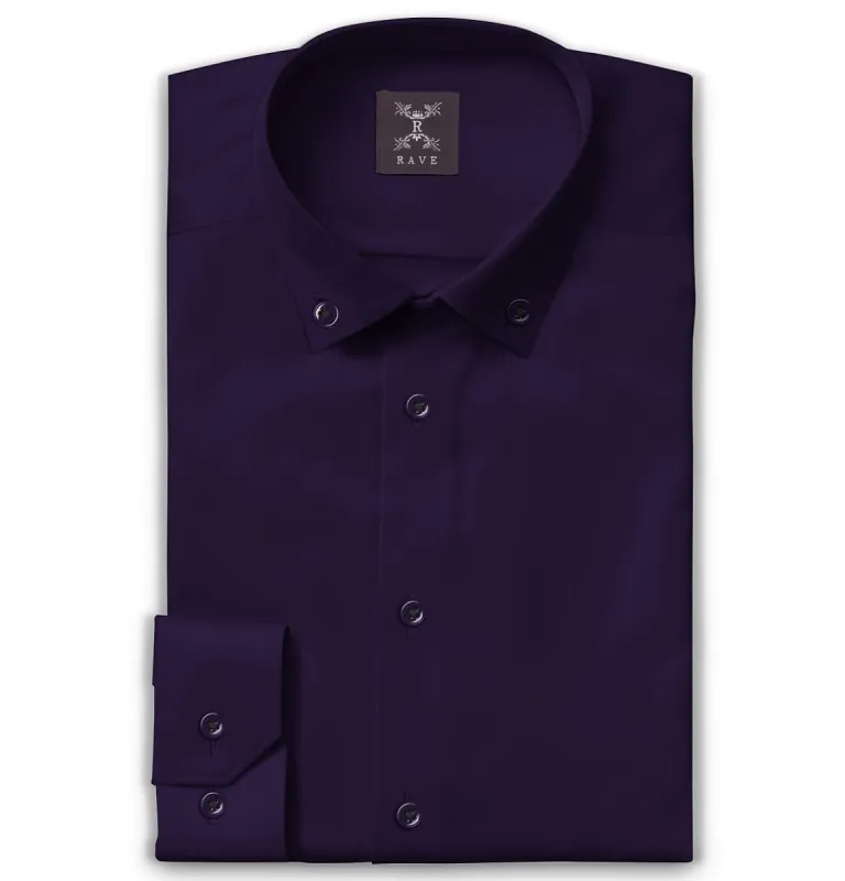 Wrinkle-Resistant - Button-Down Collar - Long Sleeve - Deep Purple sold by Airthreads