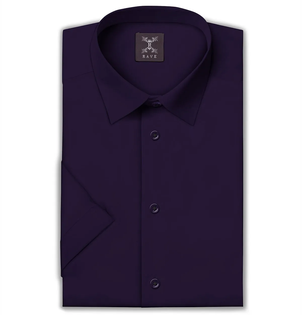 Wrinkle-Resistant - Semi-Spread Collar - Short Sleeve - Deep Purple sold by Airthreads