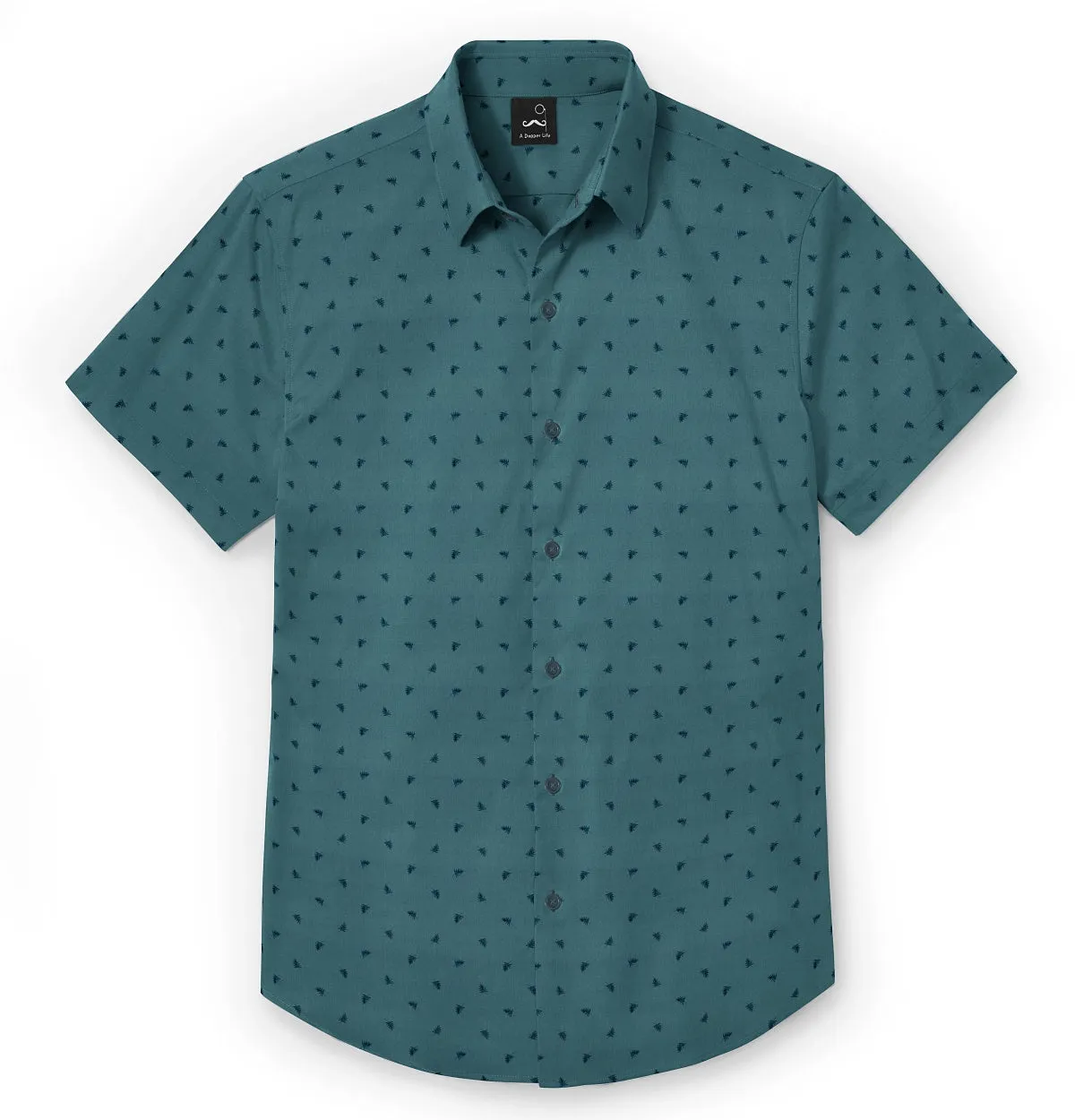 Pure Cotton - Semi-Spread Collar - Short Sleeve - Teal Palms sold by Airthreads product image thumbnail 3