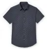 Pure Cotton - Semi-Spread Collar - Short Sleeve - Gray Palms sold by Airthreads