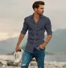 Pure Cotton - Semi-Spread Collar - Long Sleeve - Gray Palms sold by Airthreads