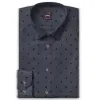 Pure Cotton - Semi-Spread Collar - Long Sleeve - Gray Palms sold by Airthreads