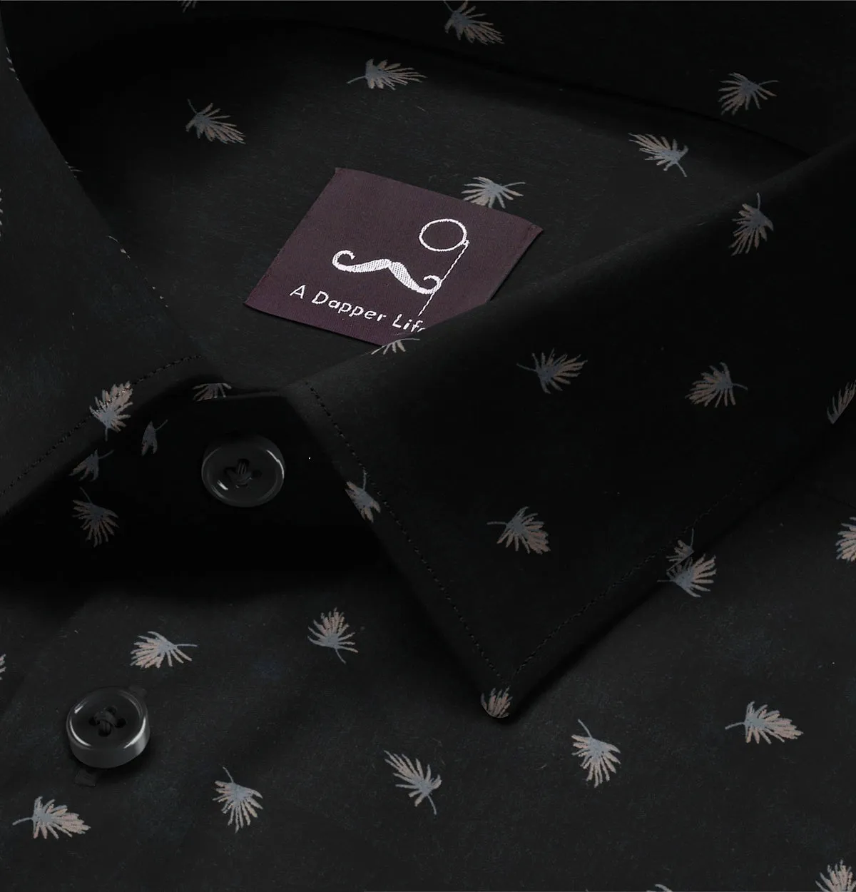 Pure Cotton - Semi-Spread Collar - Long Sleeve - Black Palms sold by Airthreads product image thumbnail 2