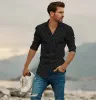 Pure Cotton - Semi-Spread Collar - Long Sleeve - Black Palms sold by Airthreads