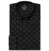 Pure Cotton - Semi-Spread Collar - Long Sleeve - Black Palms sold by Airthreads