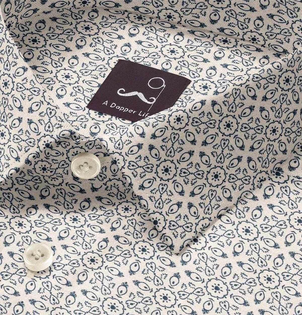 Pure Cotton - Semi-Spread Collar - Short Sleeve - Dune Floral Print sold by Airthreads product image thumbnail 2