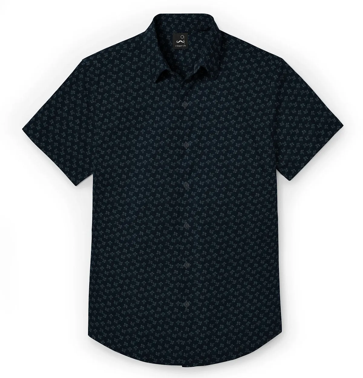 Pure Cotton - Semi-Spread Collar - Short Sleeve - Navy Floral sold by Airthreads product image thumbnail 3