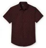 Pure Cotton - Semi-Spread Collar - Short Sleeve - Maroon Floral sold by Airthreads