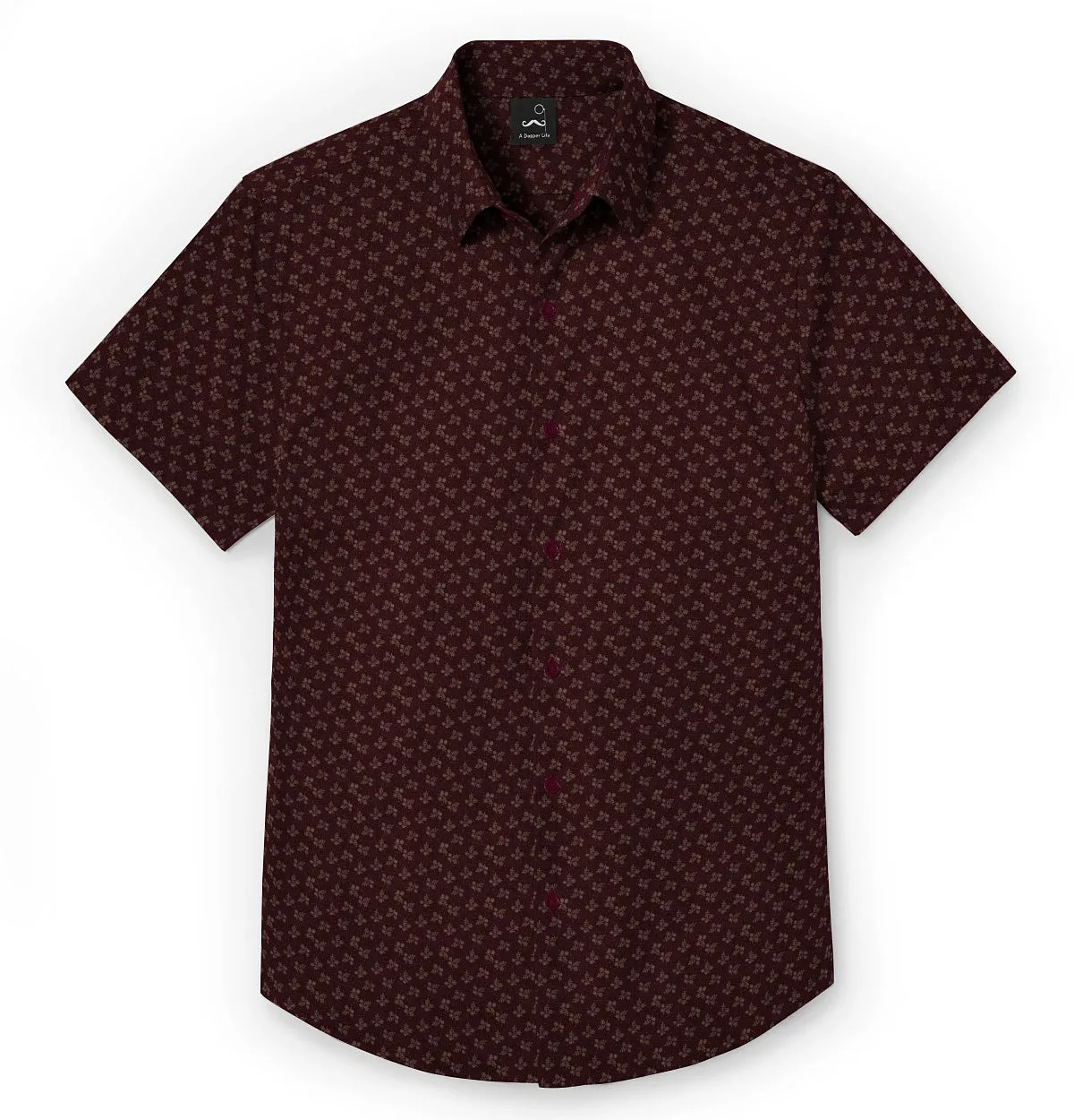 Pure Cotton - Semi-Spread Collar - Short Sleeve - Maroon Floral sold by Airthreads product image thumbnail 3
