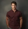 Pure Cotton - Semi-Spread Collar - Short Sleeve - Maroon Floral sold by Airthreads