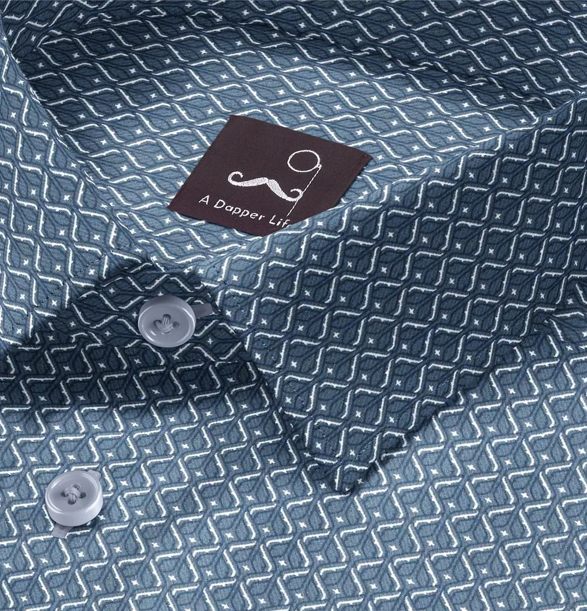 Pure Cotton - Semi-Spread Collar - Long Sleeve - Sky Mesh sold by Airthreads product image thumbnail 2