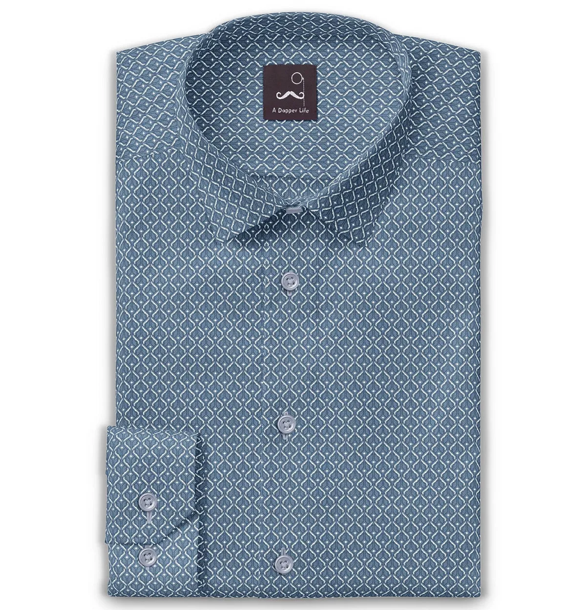 Pure Cotton - Semi-Spread Collar - Long Sleeve - Sky Mesh sold by Airthreads