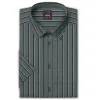 Pure Cotton - Semi-Spread Collar - Short Sleeve - Slate Stripes sold by Airthreads
