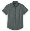 Pure Cotton - Semi-Spread Collar - Short Sleeve - Slate Stripes sold by Airthreads