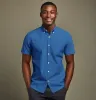 Oxford - Button-Down Collar - Short Sleeve - Cerulean sold by Airthreads