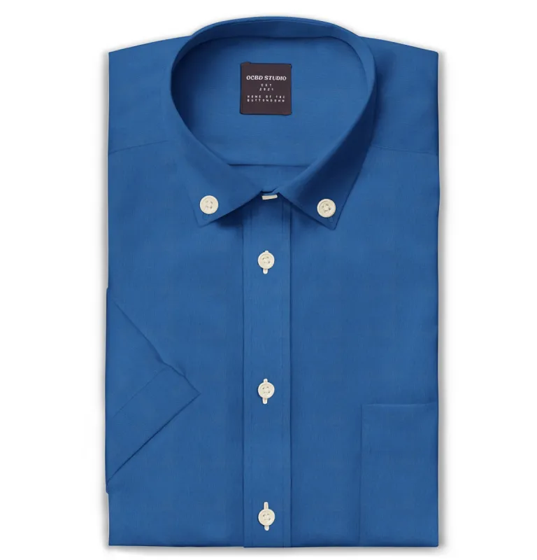 Oxford - Button-Down Collar - Short Sleeve - Cerulean sold by Airthreads