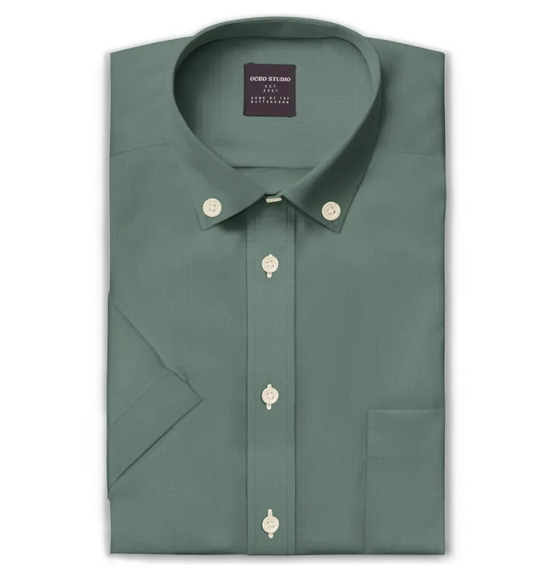 Oxford - Button-Down Collar - Short Sleeve - Sea Green sold by Airthreads