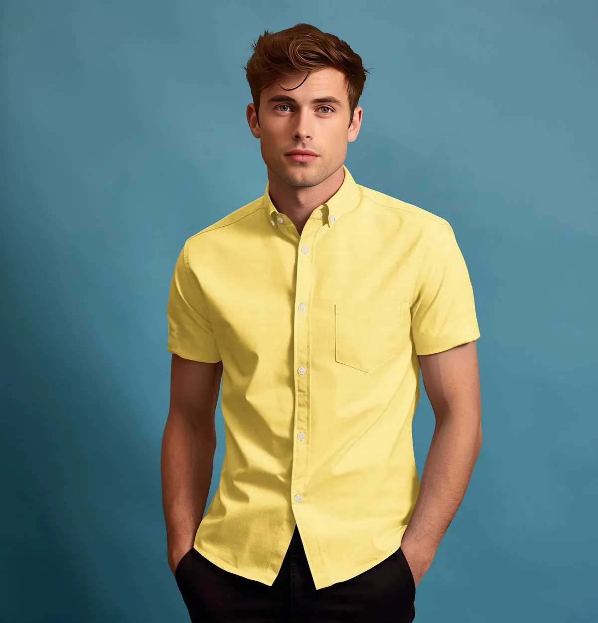 Oxford - Button-Down Collar - Short Sleeve - Yellow sold by Airthreads product image thumbnail 3