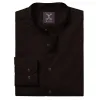 Wrinkle-Resistant - Band Collar - Long Sleeve - Coffee sold by Airthreads