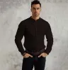 Wrinkle-Resistant - Band Collar - Long Sleeve - Coffee sold by Airthreads