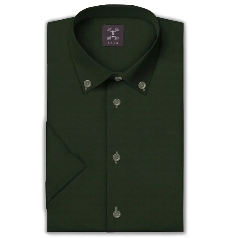 Wrinkle-Resistant - Button-Down Collar - Short Sleeve - Forest Green sold by Airthreads