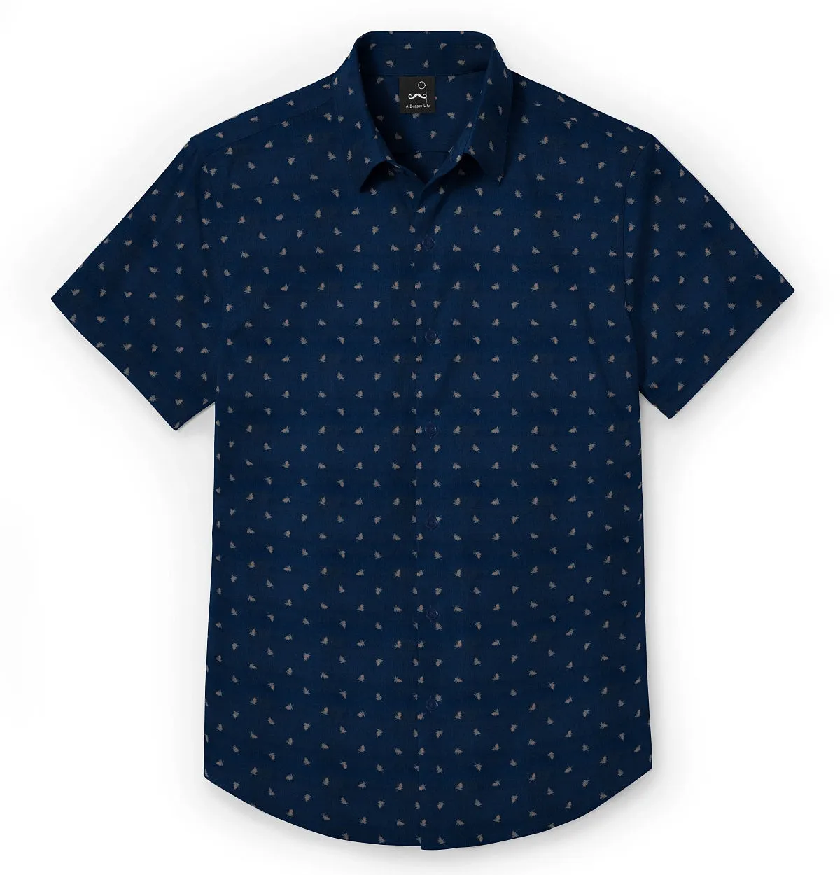 Pure Cotton - Semi-Spread Collar - Short Sleeve - Navy Palms sold by Airthreads product image thumbnail 3