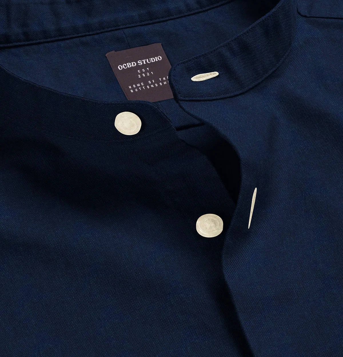 Oxford - Band Collar - Long Sleeve - Navy sold by Airthreads product image thumbnail 2