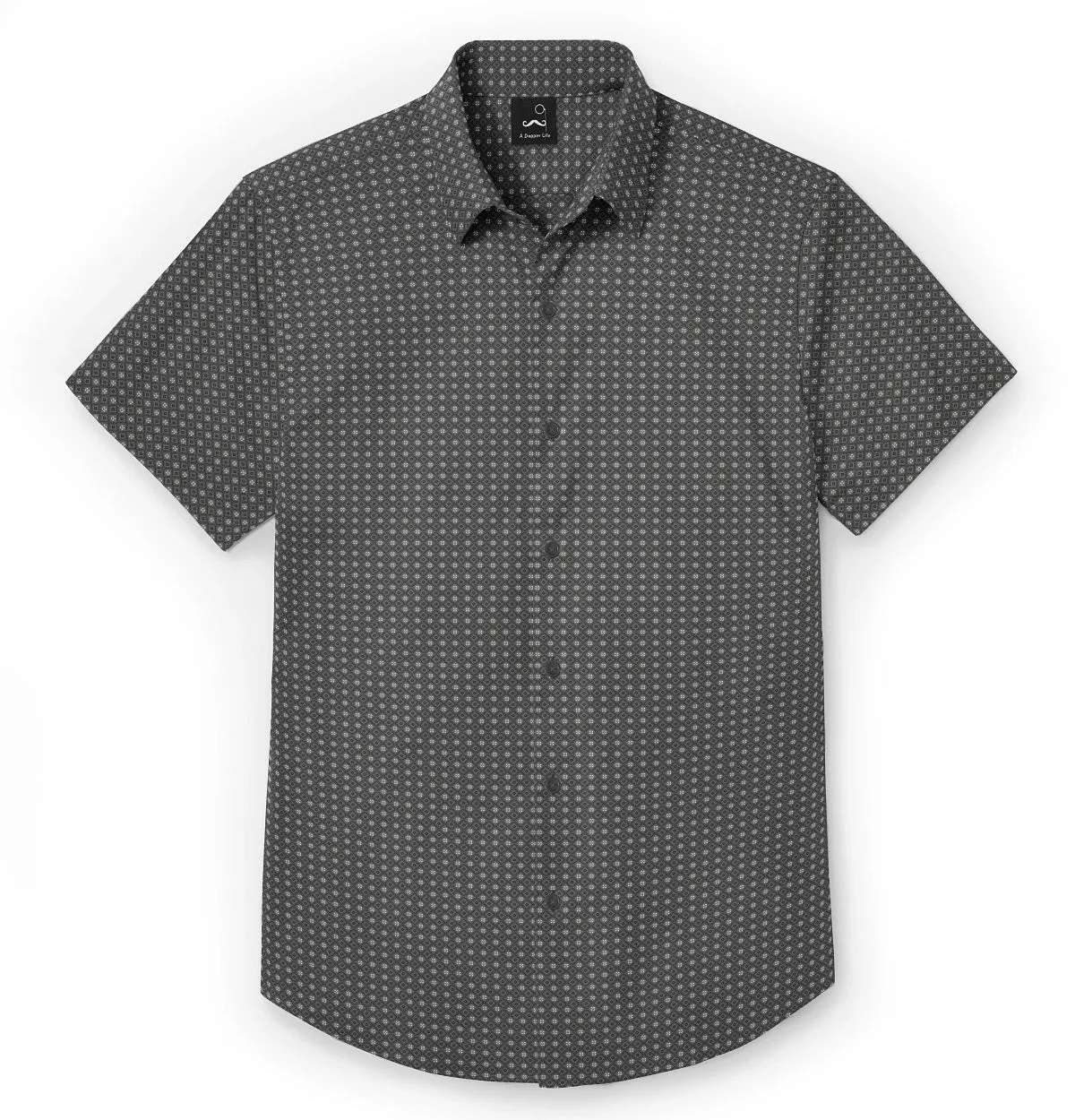 Pure Cotton - Semi-Spread Collar - Short Sleeve - Graphite Diamond Grid sold by Airthreads product image thumbnail 3