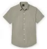 Pure Cotton - Semi-Spread Collar - Short Sleeve - Beige Diamond Grid sold by Airthreads