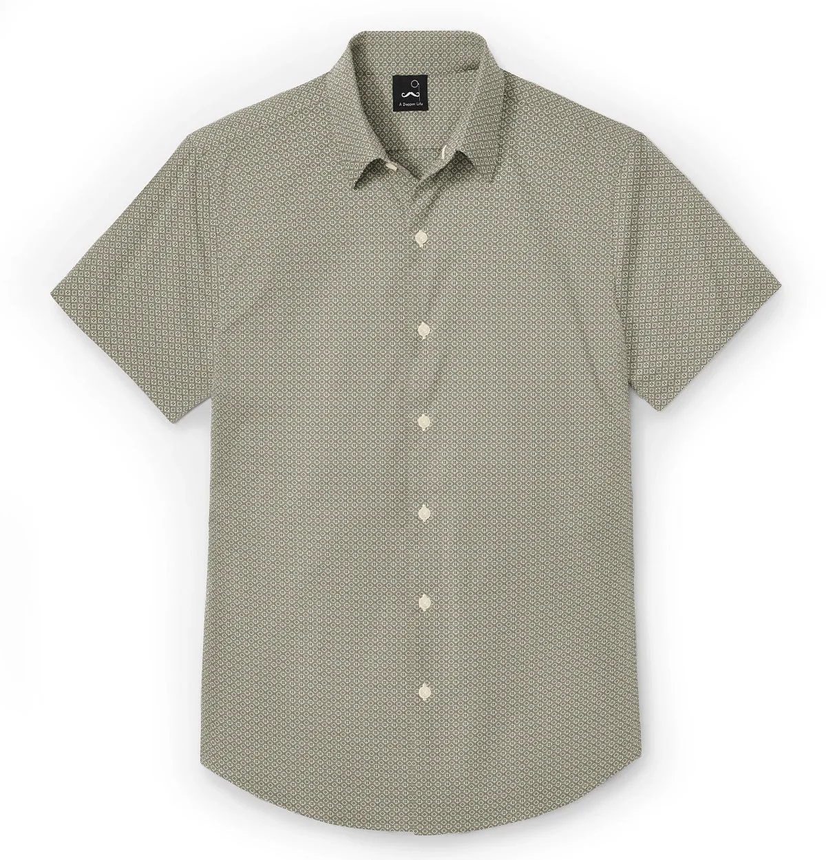 Pure Cotton - Semi-Spread Collar - Short Sleeve - Beige Diamond Grid sold by Airthreads product image thumbnail 3