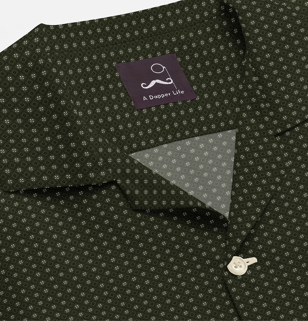 Pure Cotton - Camp Collar - Short Sleeve - Olive Diamond Grid sold by Airthreads product image thumbnail 2