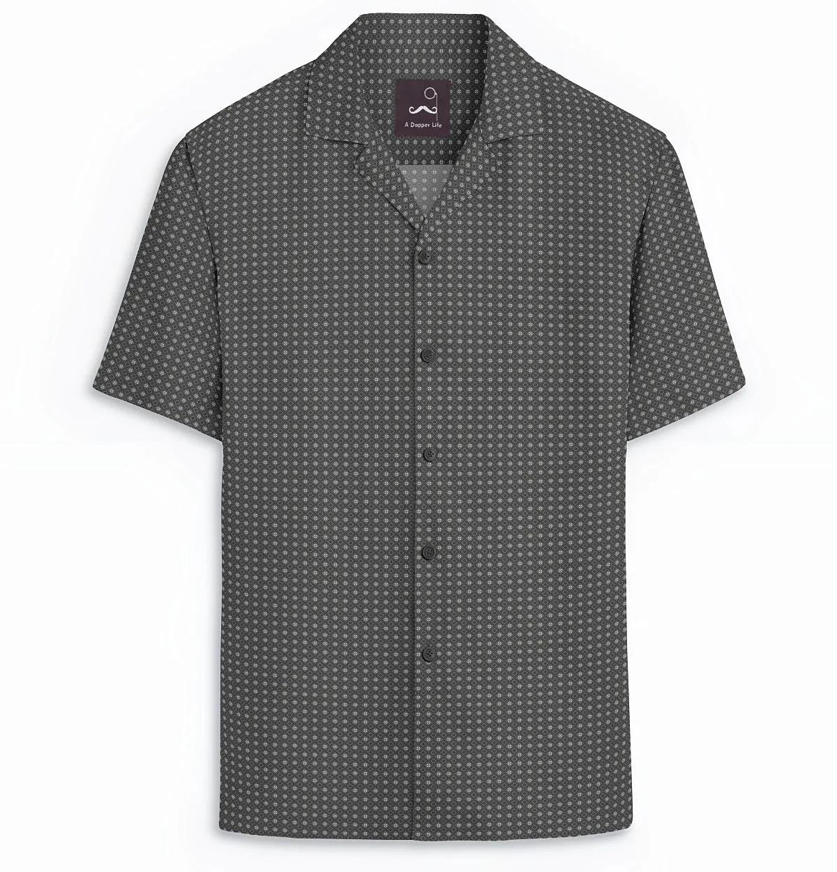 Pure Cotton - Camp Collar - Short Sleeve - Graphite Diamond Grid sold by Airthreads