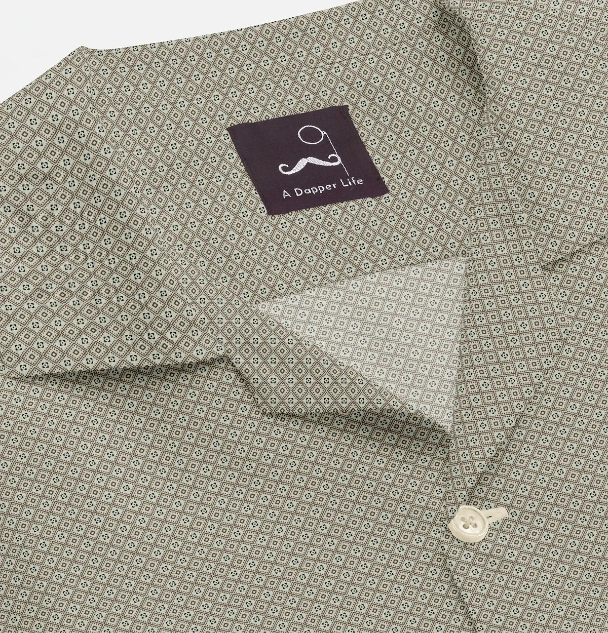 Pure Cotton - Camp Collar - Short Sleeve - Beige Diamond Grid sold by Airthreads product image thumbnail 2