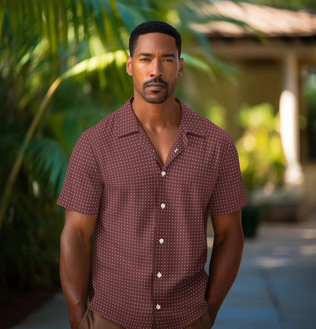 Pure Cotton - Camp Collar - Short Sleeve - Brick Diamond Grid sold by Airthreads product image thumbnail 3