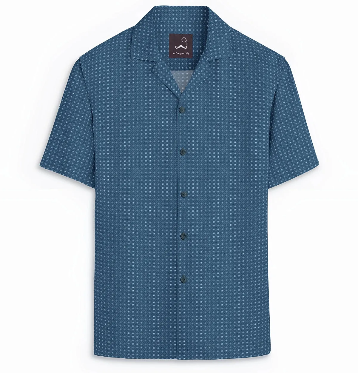 Pure Cotton - Camp Collar - Short Sleeve - Blue Diamond Grid sold by Airthreads