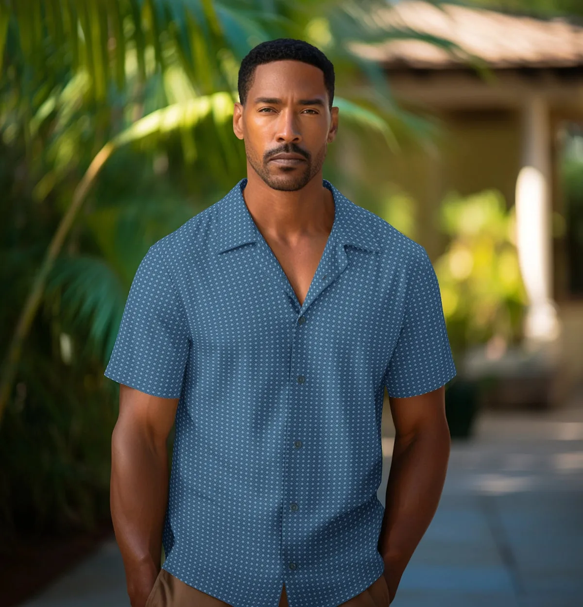 Pure Cotton - Camp Collar - Short Sleeve - Blue Diamond Grid sold by Airthreads product image thumbnail 3