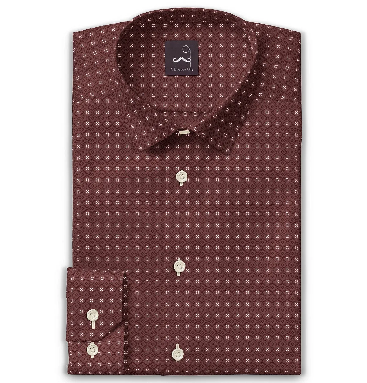 Pure Cotton - Semi-Spread Collar - Long Sleeve - Brick Diamond Grid sold by Airthreads