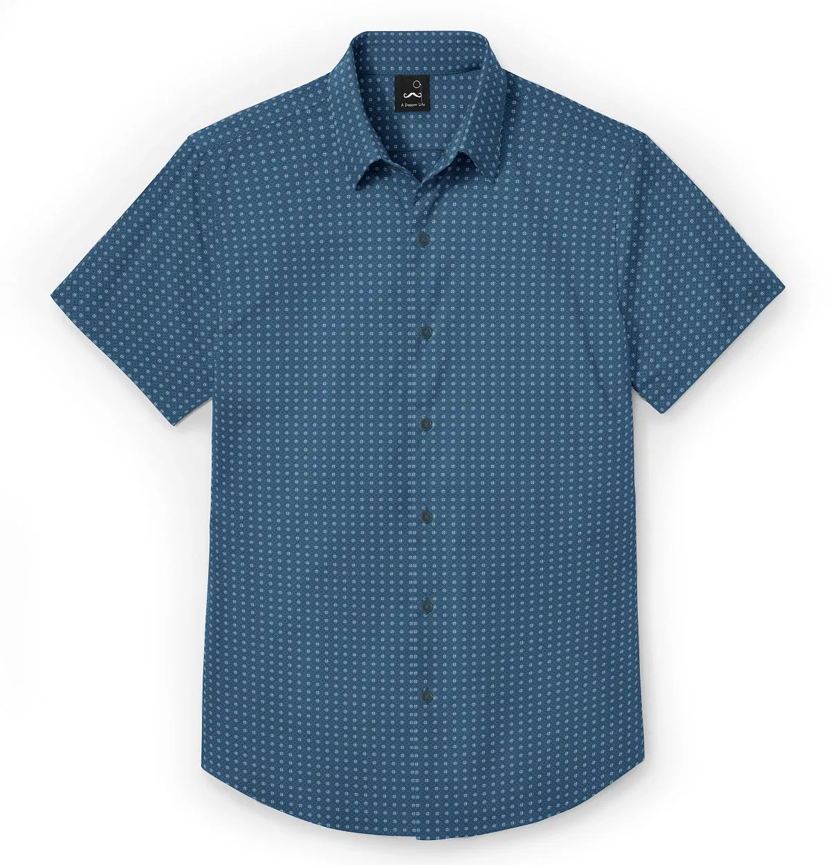 Pure Cotton - Semi-Spread Collar - Short Sleeve - Blue Diamond Grid sold by Airthreads product image thumbnail 3