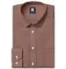 Pure Linen - Semi-Spread Collar  - Long Sleeve - Tawny Brown sold by Airthreads