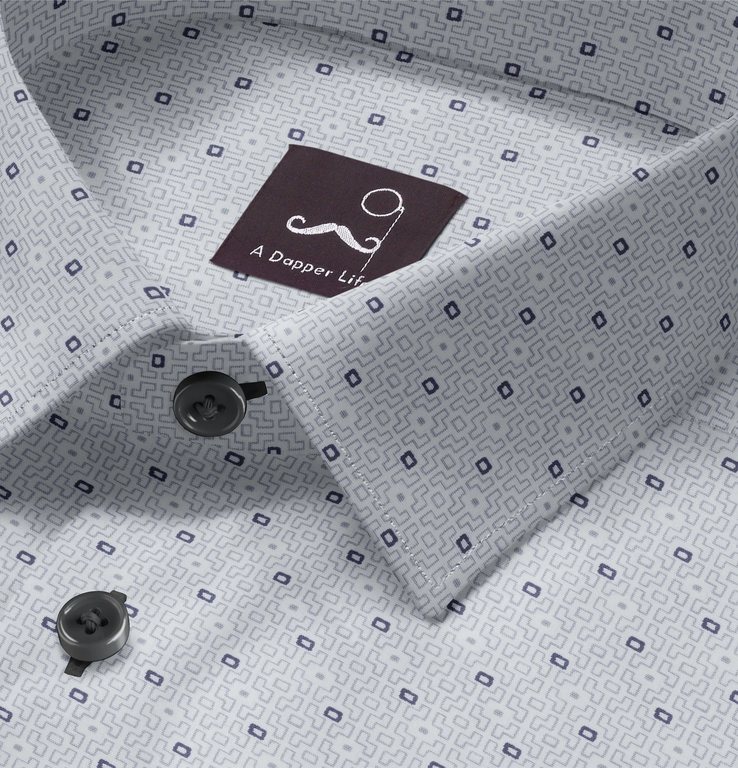 Pure Cotton - Short Sleeve - White and Gray Geometric Print sold by Airthreads product image thumbnail 2