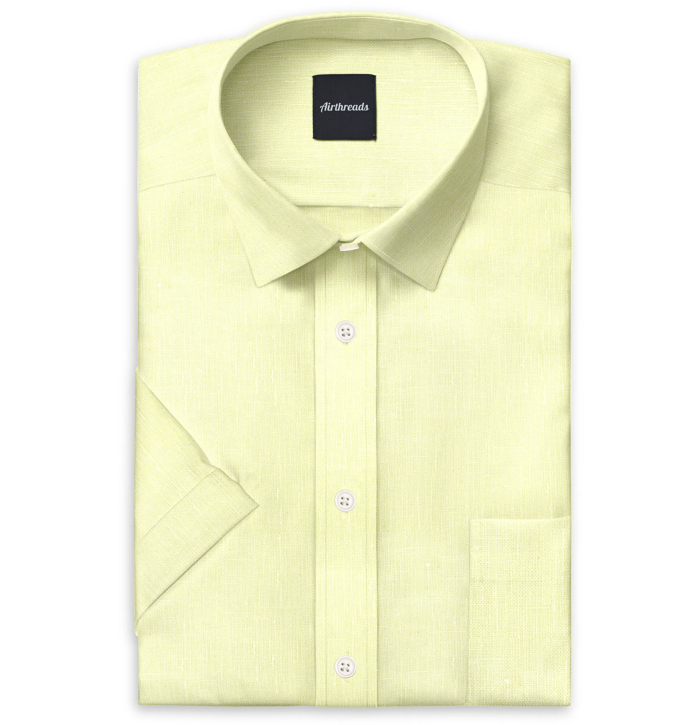 Short Sleeve Linen Shirt in Yellow sold by Airthreads