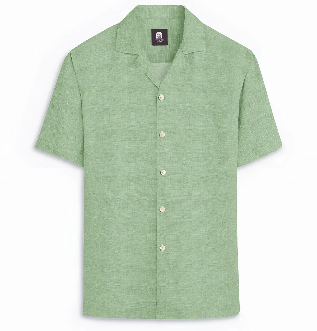 Pure Linen - Camp Collar - Short Sleeve - Sea Green sold by Airthreads