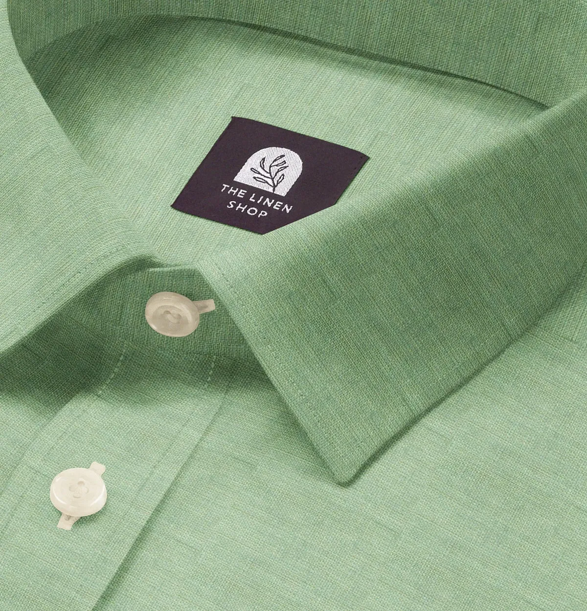 Pure Linen - Semi-Spread Collar - Long Sleeve - Sea Green sold by Airthreads product image thumbnail 2