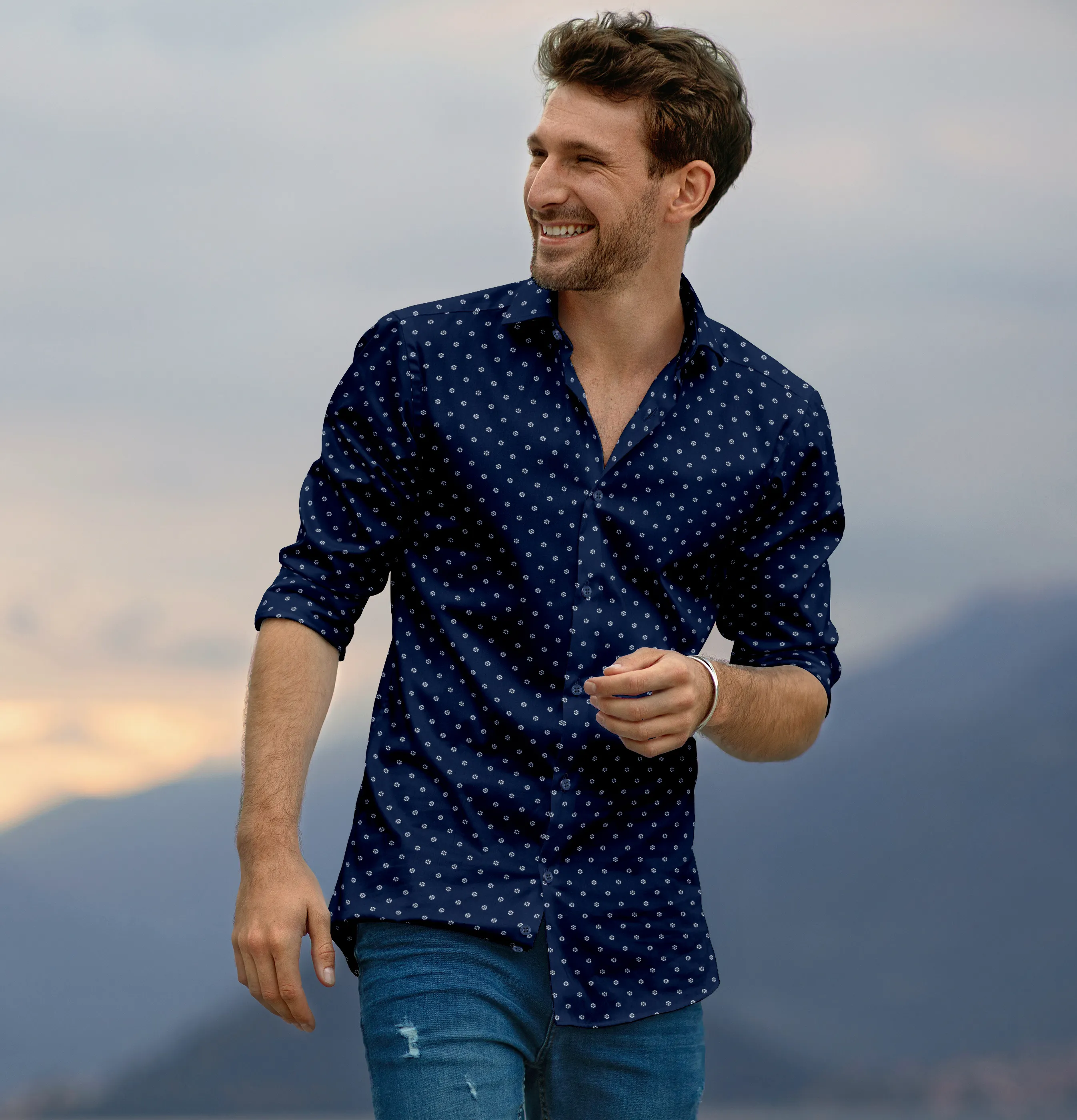 Pure Cotton- Long Sleeve Shirt - Navy Blue sold by Airthreads product image thumbnail 3