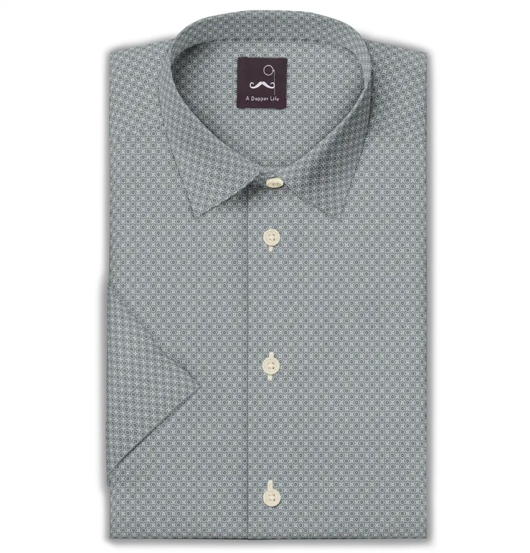 Pure Cotton - Semi-Spread Collar - Short Sleeve - Gray Tile sold by Airthreads