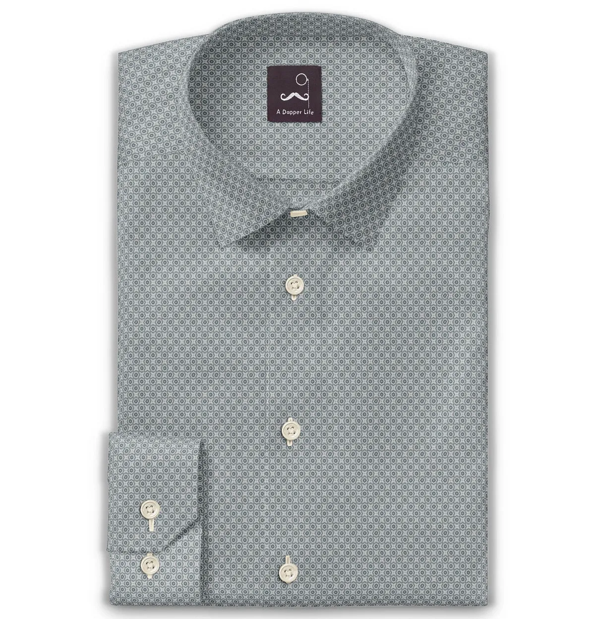 Pure Cotton - Semi-Spread Collar - Long Sleeve - Gray Tile sold by Airthreads