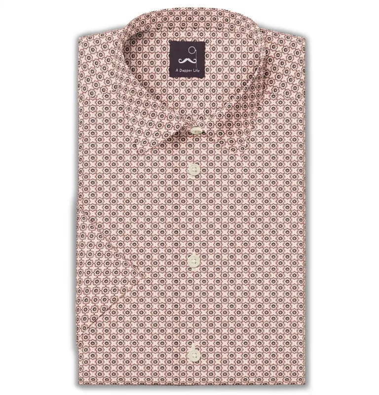 Pure Cotton - Semi-Spread Collar - Short Sleeve - Sand Tile sold by Airthreads